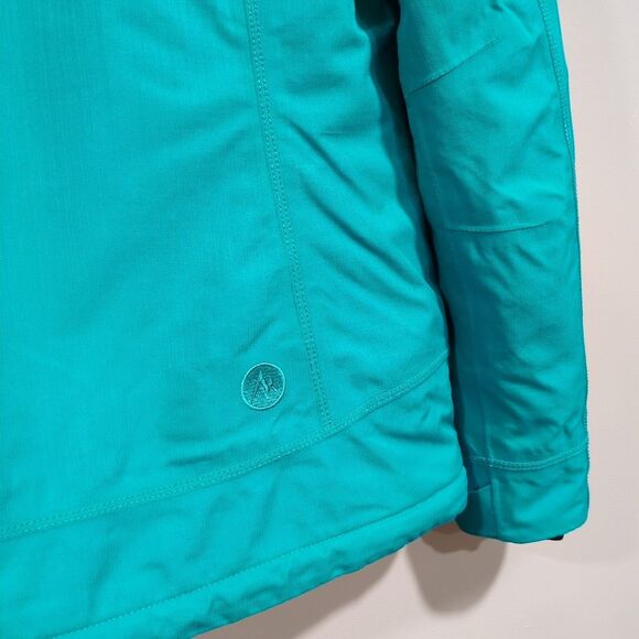 Marmot Portillo Insulated Jacket Blue Green Teal Hooded Snap Coat Women's Small - Picture 5 of 16